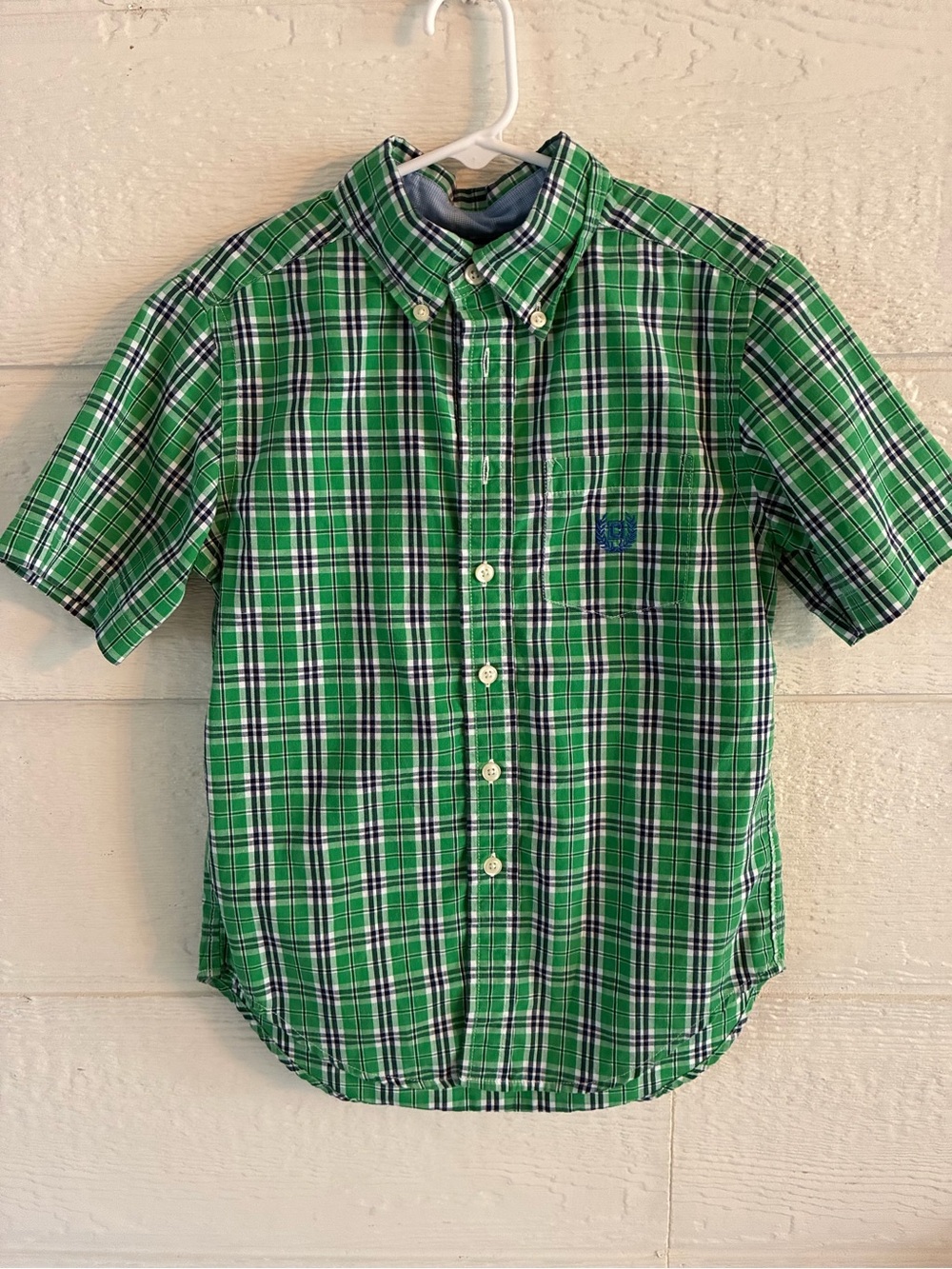 Chaps Green Plaid Short-Sleeve Button-Down Shirt